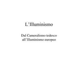 l illuminismo
