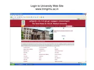 Login to University Web Site www.tnmgrmu.ac.in