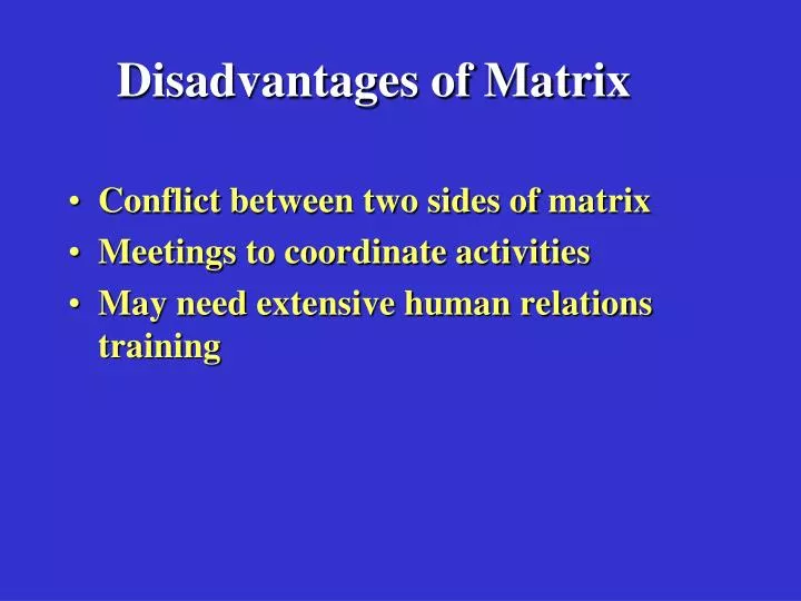 disadvantages of matrix