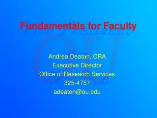 Fundamentals for Faculty