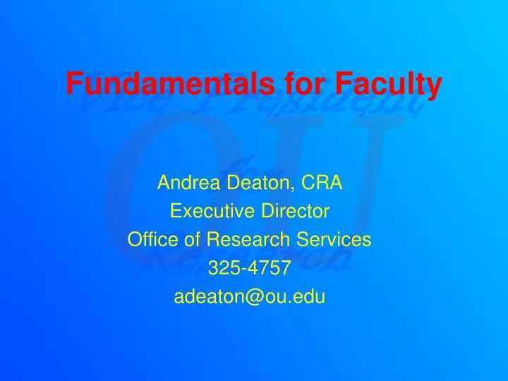 fundamentals for faculty