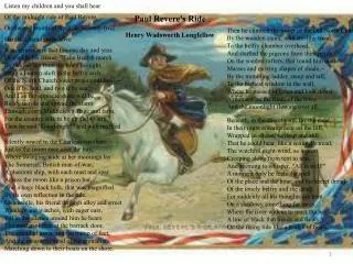 Paul Revere's Ride Henry Wadsworth Longfellow