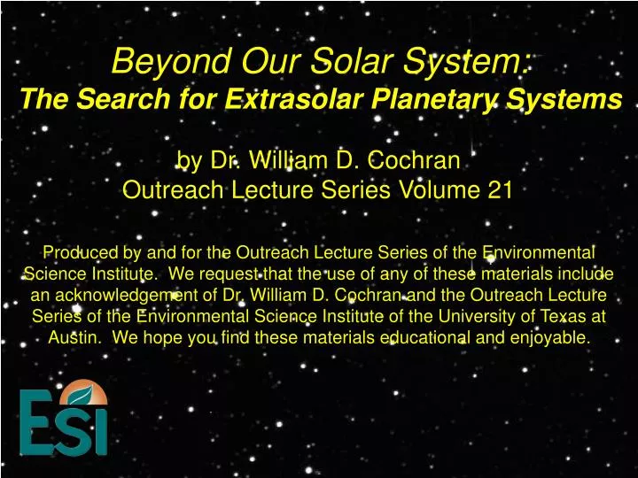 beyond our solar system the search for extrasolar planetary systems