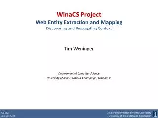 WinaCS Project Web Entity Extraction and Mapping Discovering and Propagating Context