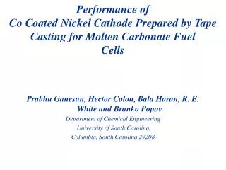Performance of Co Coated Nickel Cathode Prepared by Tape Casting for Molten Carbonate Fuel Cells
