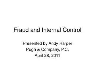 Fraud and Internal Control