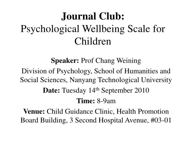 journal club psychological wellbeing scale for children