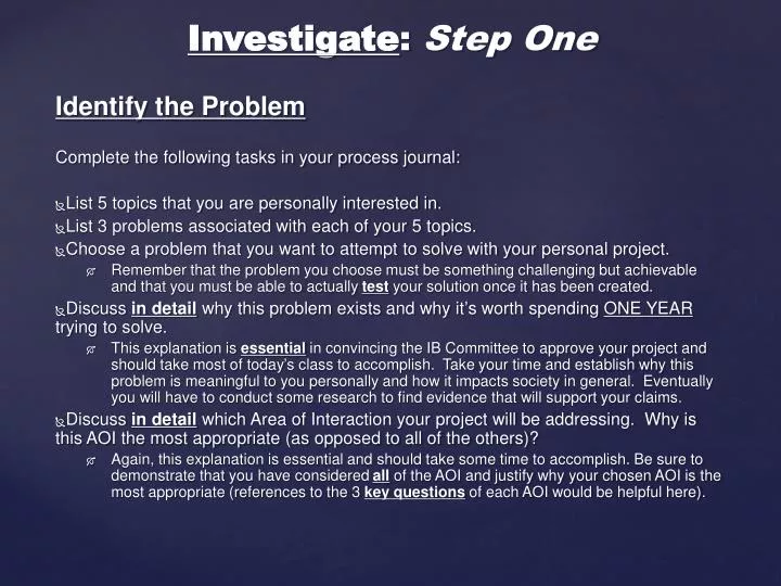 investigate step one