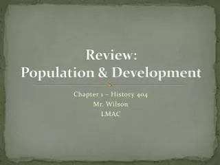 Review: Population &amp; Development