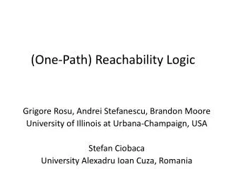 (One-Path) Reachability Logic