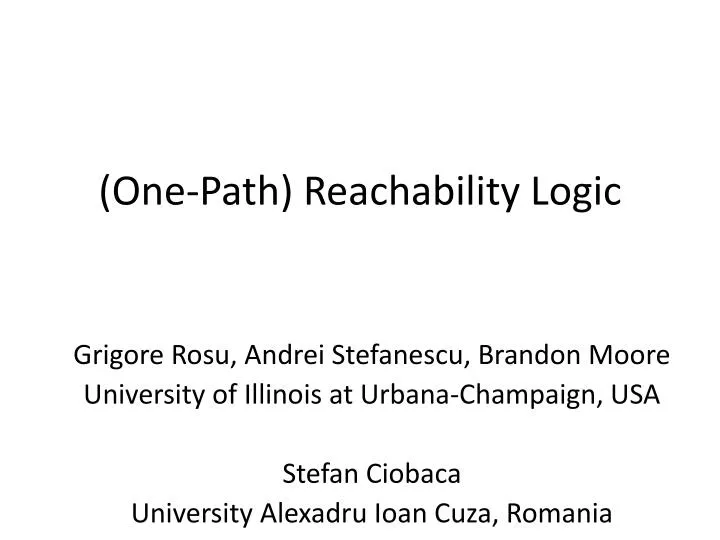one path reachability logic