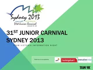 31 st Junior Carnival Sydney 2013