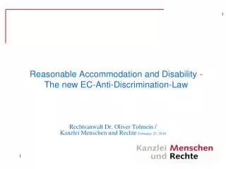 Reasonable Accommodation and Disability - The new EC-Anti-Discrimination-Law
