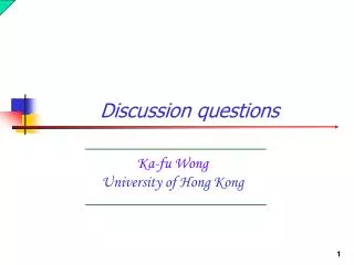 Ka-fu Wong University of Hong Kong