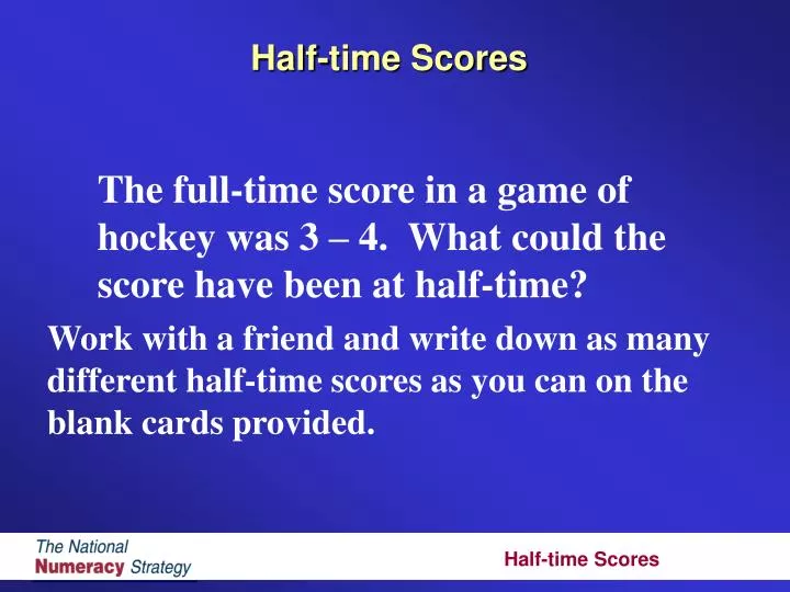 half time scores