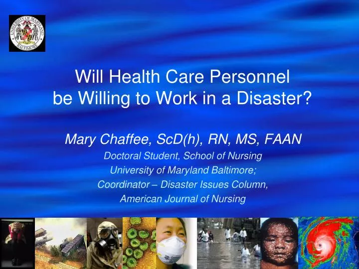 will health care personnel be willing to work in a disaster
