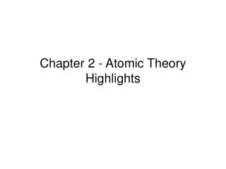 Chapter 2 - Atomic Theory Highlights