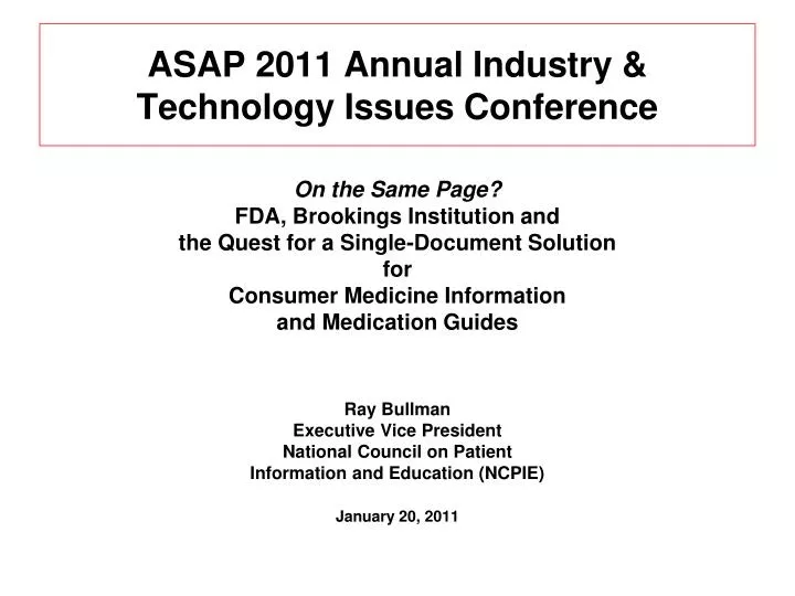 asap 2011 annual industry technology issues conference
