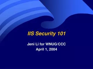 IIS Security 101