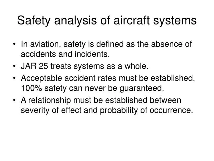 safety analysis of aircraft systems