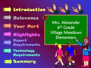 Mrs. Alexander 6 th Grade Village Meadows Elementary
