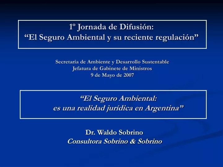 1 jornada de difusi n el seguro ambiental y su reciente regulaci n