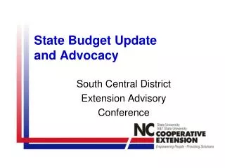 State Budget Update and Advocacy