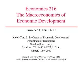 Economics 216 The Macroeconomics of Economic Development