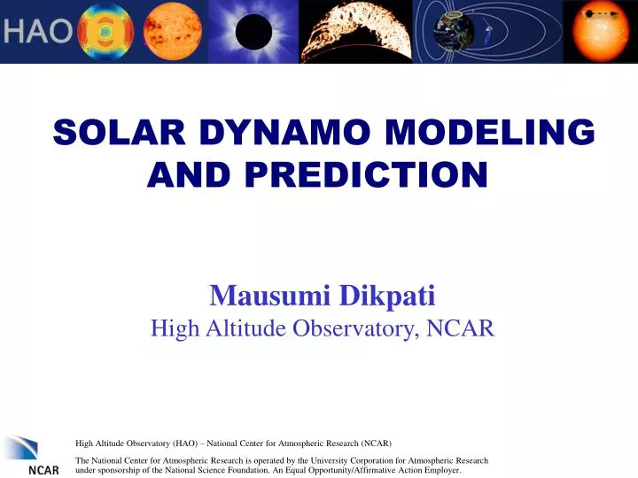 solar dynamo modeling and prediction