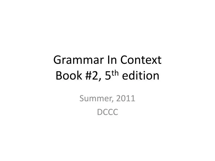 grammar in context book 2 5 th edition