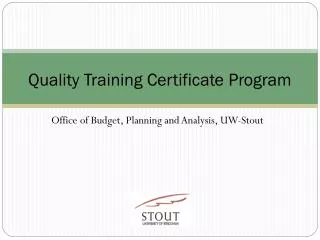 Quality Training Certificate Program