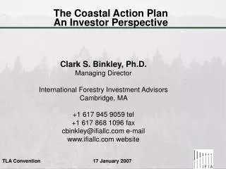 The Coastal Action Plan An Investor Perspective