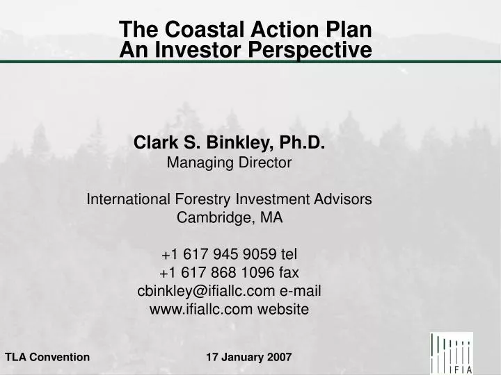 the coastal action plan an investor perspective