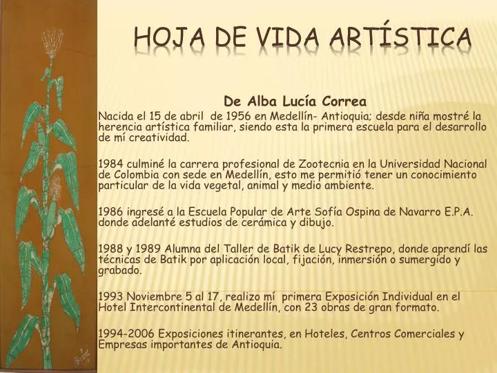 hoja de vida art stica