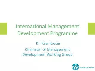 International Management Development P rogramme