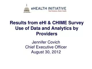 Results from eHI &amp; CHIME Survey Use of Data and Analytics by Providers