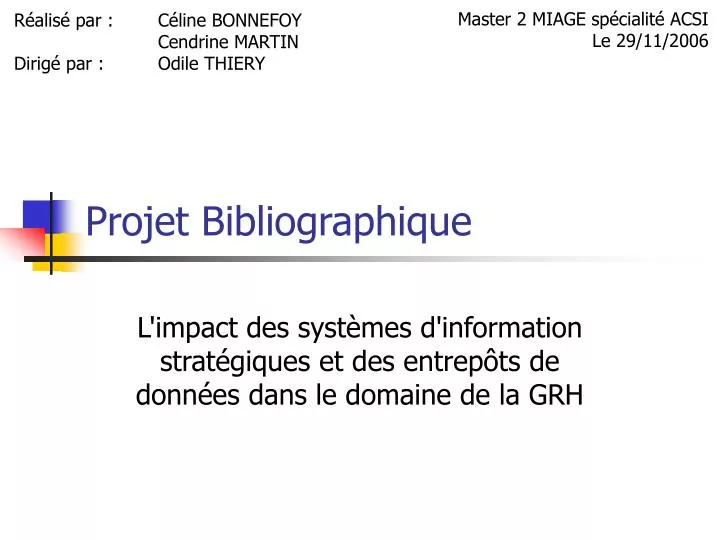 projet bibliographique