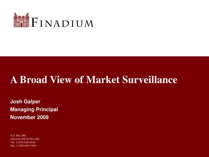 a broad view of market surveillance