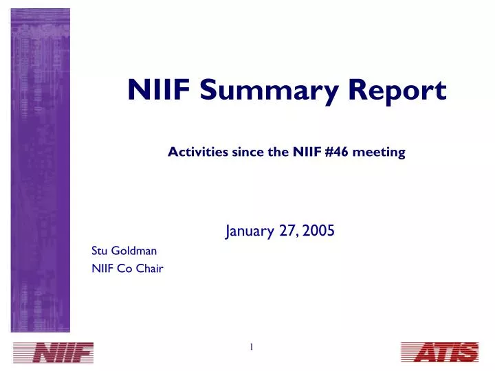 niif summary report activities since the niif 46 meeting
