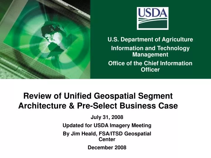 review of unified geospatial segment architecture pre select business case