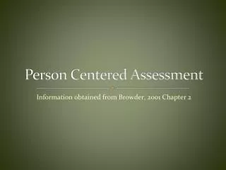Person Centered Assessment