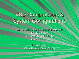 VSD Compressors &amp; System Configurations