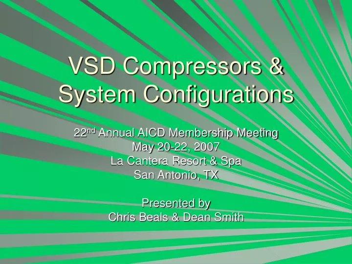vsd compressors system configurations