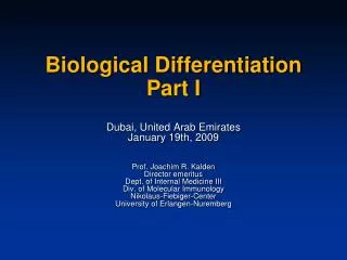 Biological Differentiation Part I