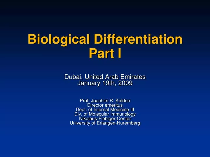 biological differentiation part i