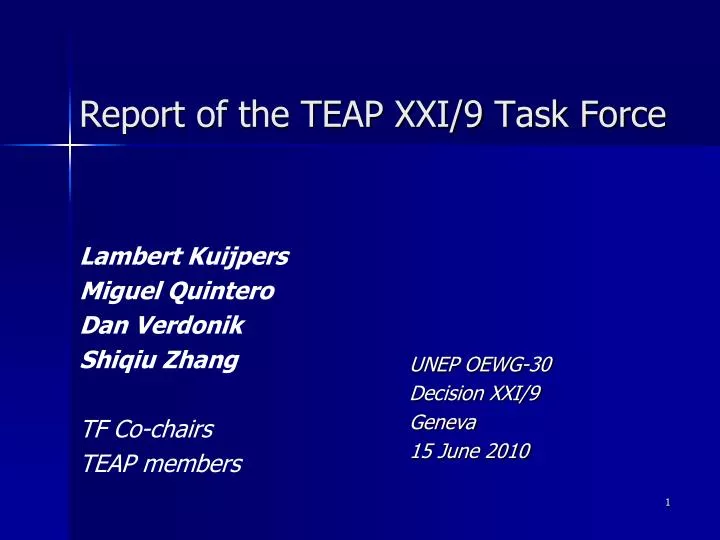 report of the teap xxi 9 task force