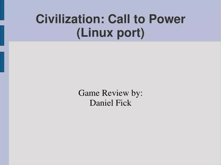 game review by daniel fick