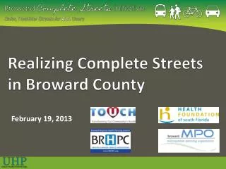 Realizing Complete Streets in Broward County