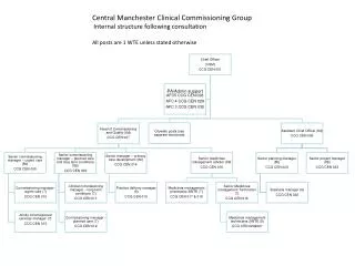Central Manchester Clinical Commissioning Group Internal structure following consultation All posts are 1 WTE unless s