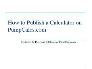 How to Publish a Calculator on PumpCalcs.com